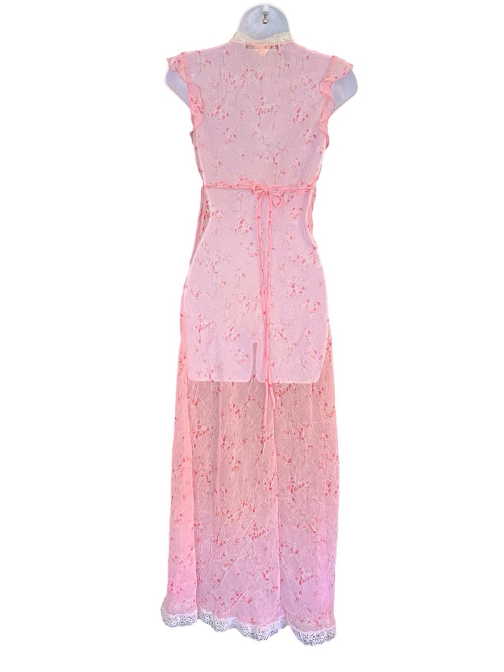 Vintage Rampage Pink Sheer Floral & Lace Coquette Fairy Maxi Dress - Picture 8 of 9